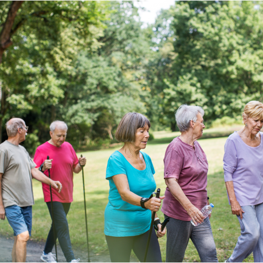 group of people walking outside together